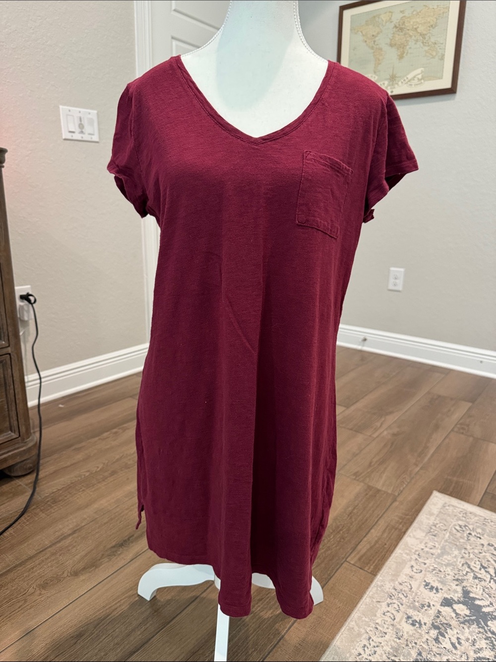 GAP Women's Burgundy V-Neck Pocket Tunic